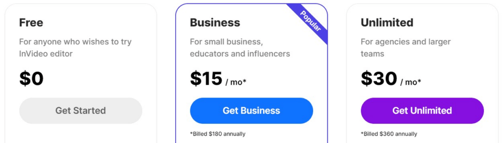 Invideo Pricing 