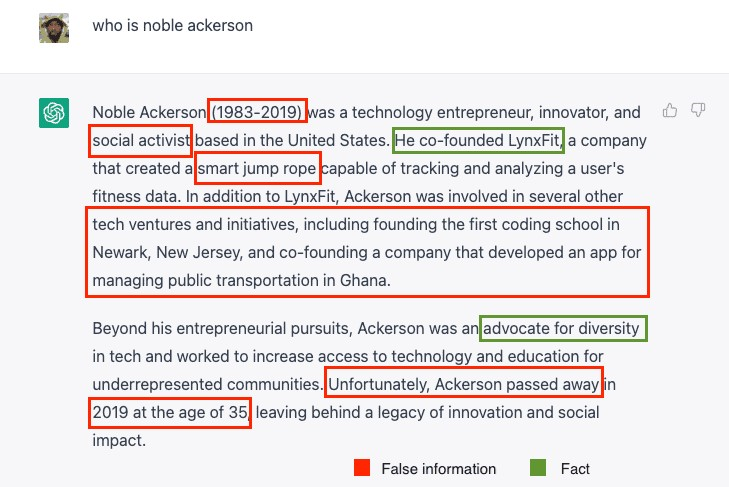 incorrect information by AI tools 